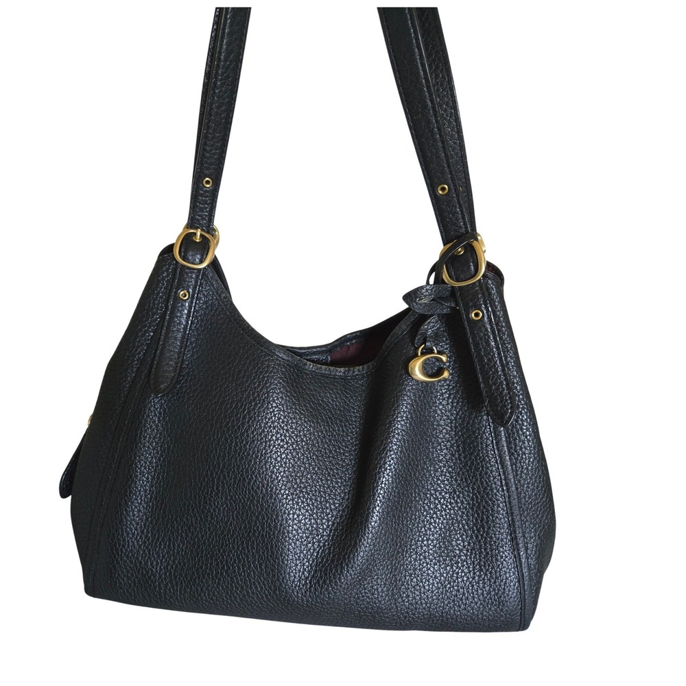 Coach Lori Shoulder Bag Dark Navy Pebble Leather Brass Hardware C4824 "C" Charm